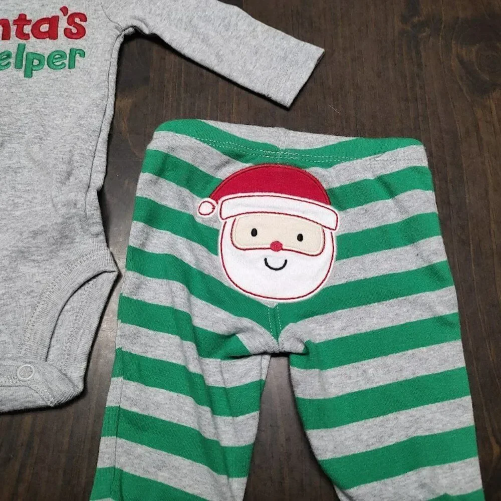 New Carter's Santa's Little Helper 2 Piece Outfit Size Unisex Newborn
